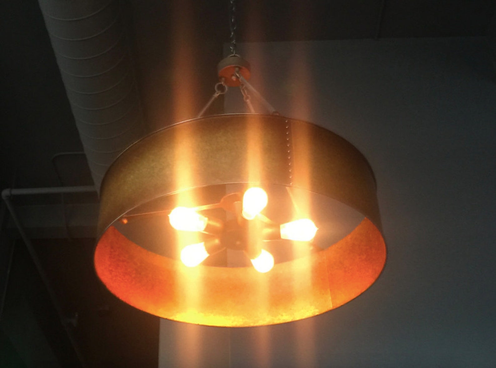 Copper Drum Chandelier Kitchen Island Pendant Light Copper Etsy