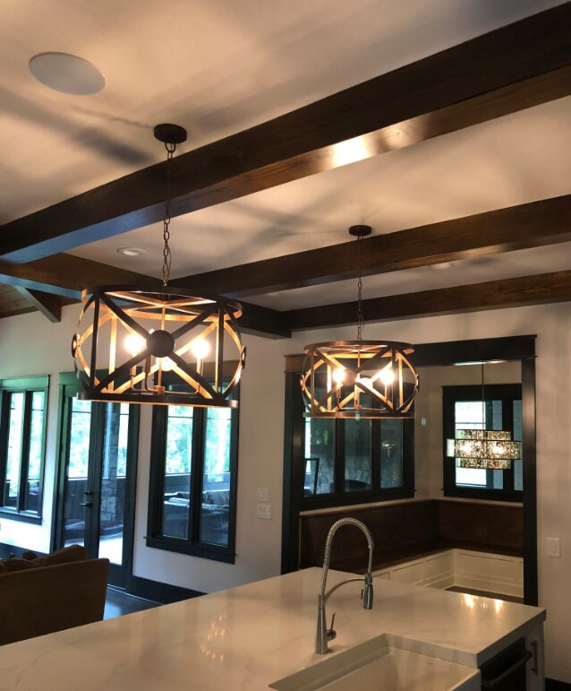Copper Drum Chandelier Kitchen Island Pendant Light Fixture ...