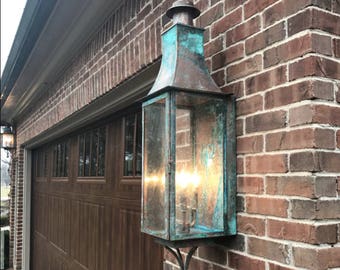 Madison Copper Gas Outdoor Lantern Kitchen Island Electric Light Fixture Antique French Vintage Rustic Pendant Chandelier Handmade in USA