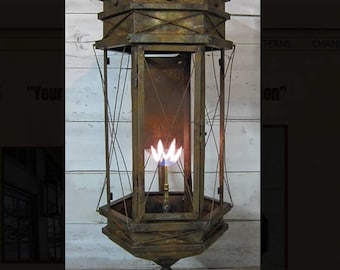 Barcelona Copper Gas Outdoor Lantern Kitchen Island Electric Light Fixture Antique French Vintage Rustic Pendant Chandelier Handmade in USA