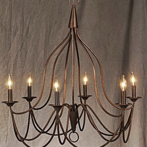 Shenandoah Copper Chandelier Kitchen Island Pendant Dining Room Antique Vintage Rustic Medieval Farmhouse Outdoor Light Fixture Handmade USA