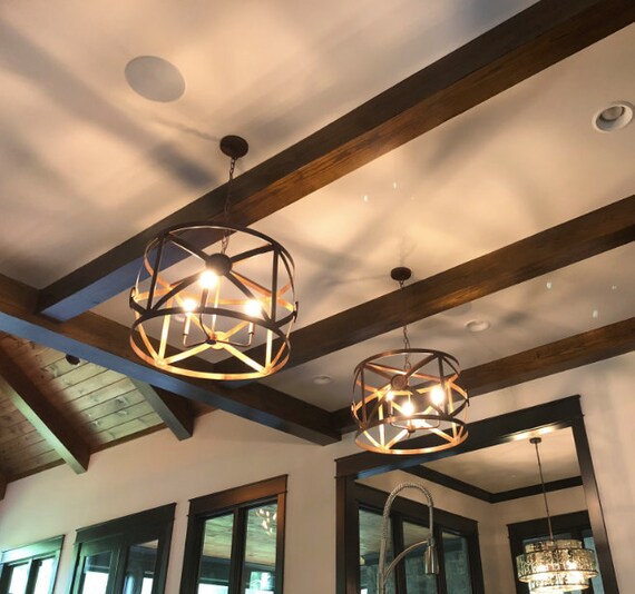 Copper Drum Chandelier Kitchen Island 