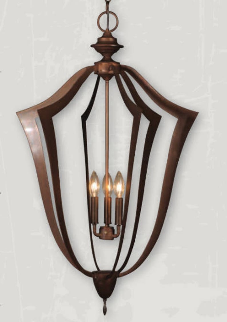 Copper Chandelier Kitchen Island Pendant Light Rustic Light Etsy