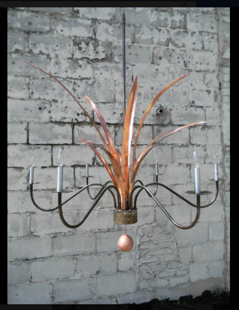Copper Chandelier Pendant Kitchen Island Light Fixture Rustic Etsy
