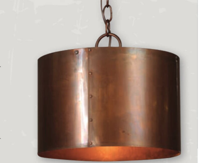 Drum Chandelier Kitchen Island Pendant Light Copper Rustic Antique