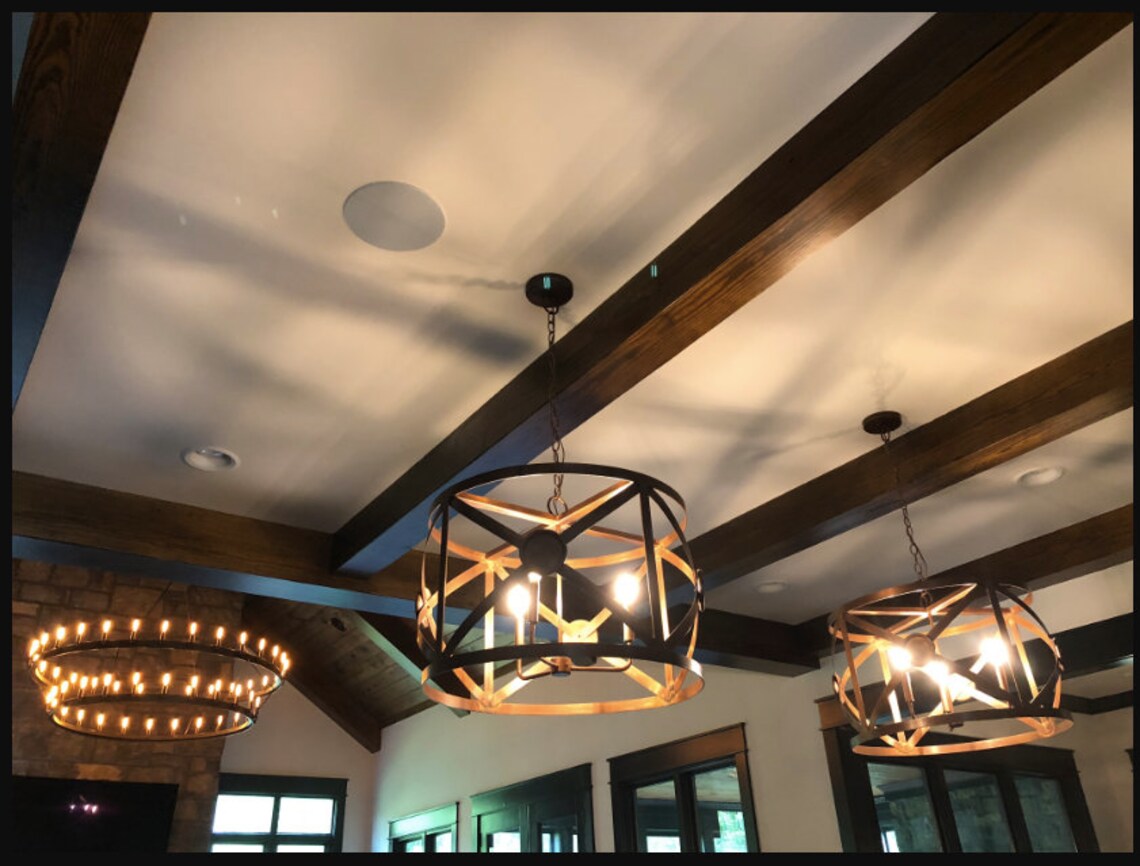 Copper Drum Chandelier Kitchen Island Pendant Light Fixture Etsy