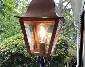 Quebec Lantern Pendant Rustic Outdoor Gas or Electric Copper Antique Vintage Light Fixtures Individually Handcrafted for Excellence