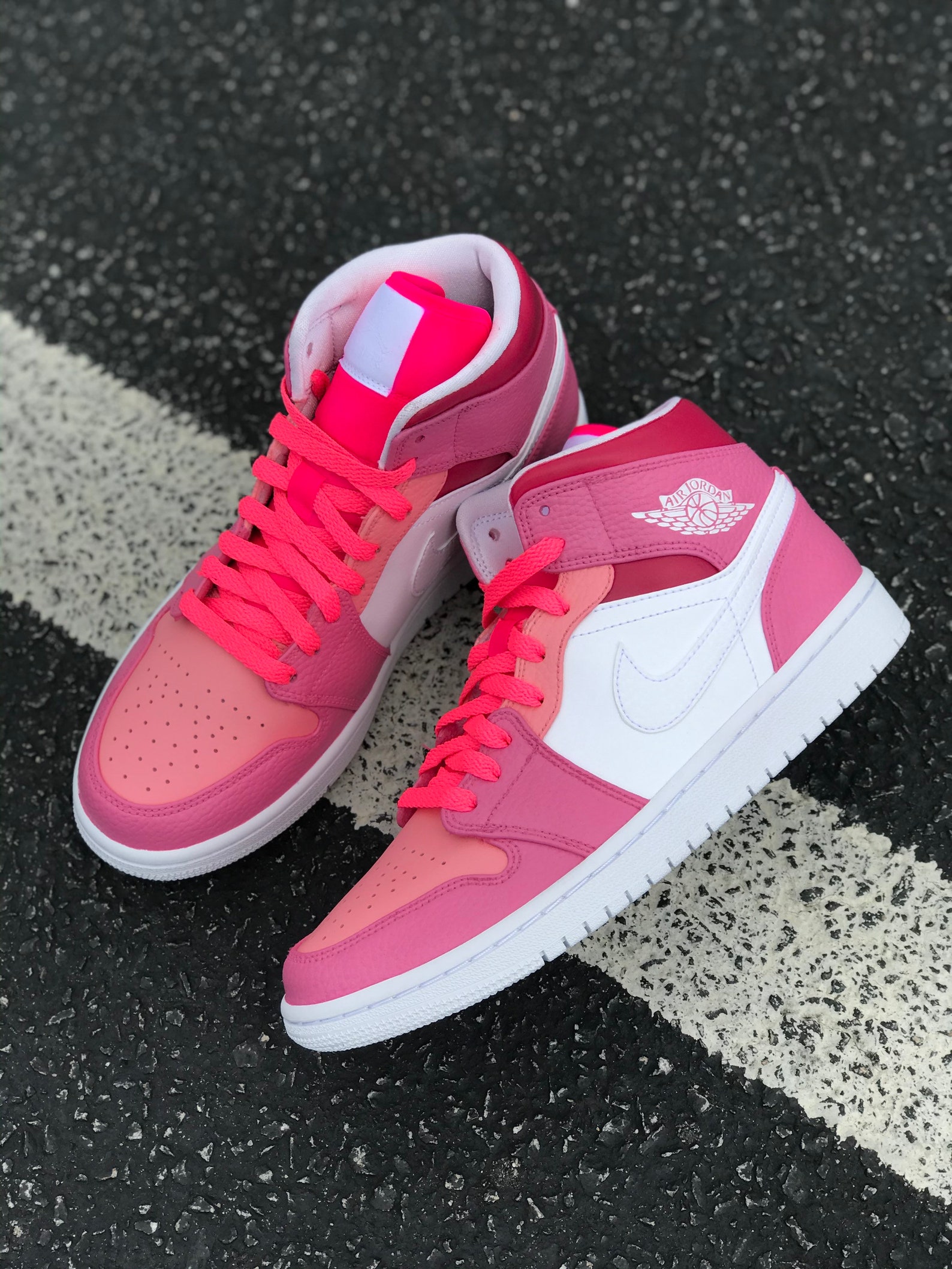 Custom Bubble Gum Air Jordan 1 Mid Top Free Shipping USA Etsy