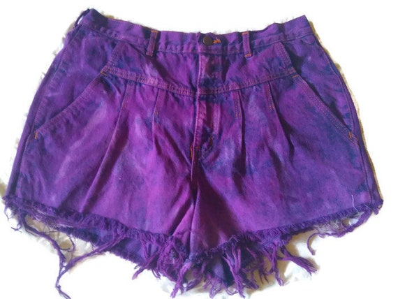 purple denim shorts