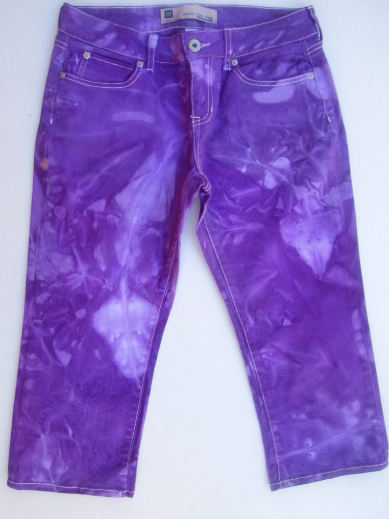 Jean Shorts Size 6 Curvy Low Rise Purple Tye Dye