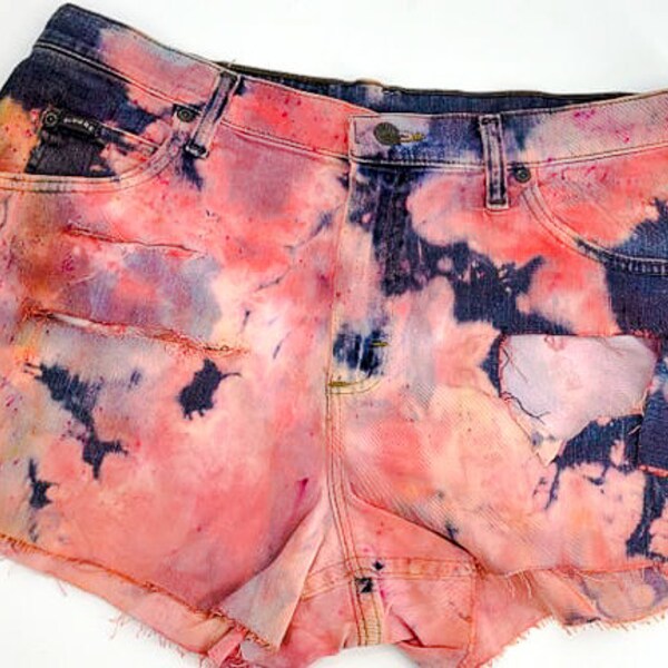 Custom Trendy Women Small Waist Destroy Jean Shorts Size 12, Handmade Gifts