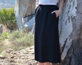 Vintage Jaeger Mohair Small Wool Blend Black Pencil Skirt
