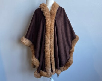 RARE Soft Alpaca Handmade Two Tone Brown Cape