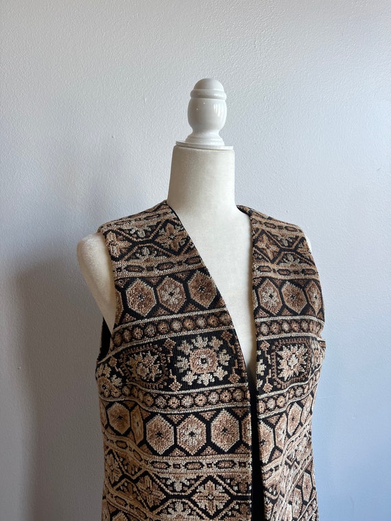 1970s Vintage Tapestry Vest, Brown black Aladdin … - image 5