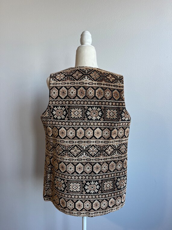 1970s Vintage Tapestry Vest, Brown black Aladdin … - image 3
