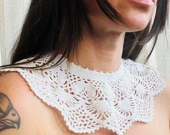 Cuello vintage tejido a mano, accesorios vintage