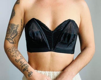 Bralette antiguo con ballenas puntiagudas, corsé en satén