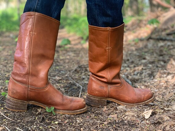 Vintage Mens 10.5 Leather Levis Riding Boots, Moto
