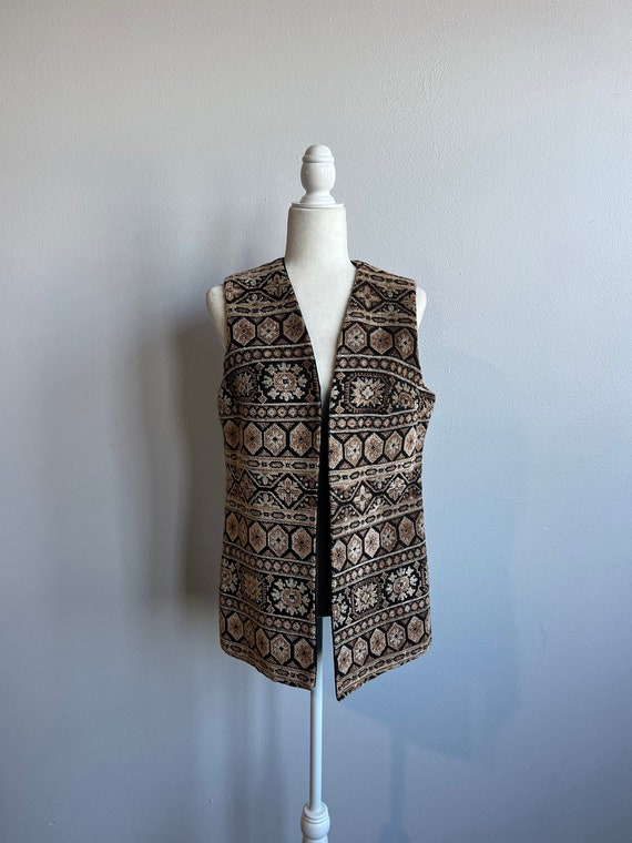 1970s Vintage Tapestry Vest, Brown black Aladdin … - image 2