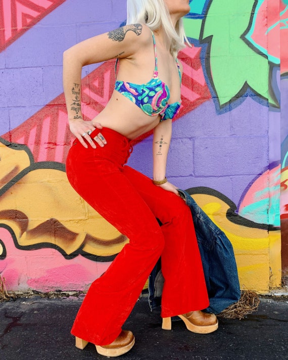 RARE 70s Vintage Wrangler Flares, Sexy Festival Re