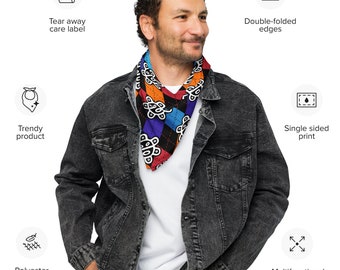 Taino Sun Bandana: Colorful Argyle Print, Puerto Rican Design