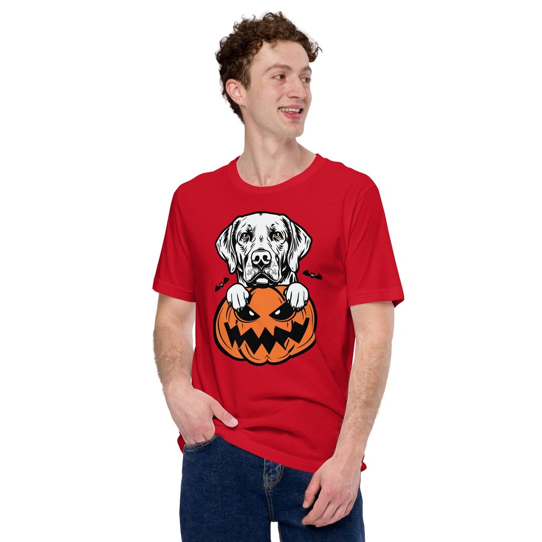 Labrador Retriever Halloween T-shirt: Dog Peeking Pumpkin - Etsy