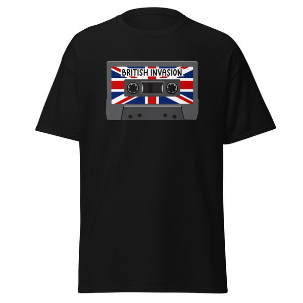 British Invasion Cassette Tape with Union Flag Men's Classic t-shirt. British Invasion t-shirt. Old School Cassette Tape t-shirts. Beatles.