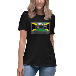 Reggae Cassette Tapes with Jamaican Flag Women&#39;s Relaxed T-Shirt. Rasta Music t-shirt, Bob Marley Reggae t-shirt. I Love Reggae t-shirt.