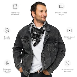 Taino Sun Black Design Bandana con stampa all-over. Bandana degli indiani Taino portoricani. Bandana del Sole Taino. Taino Sol Bandana. Moda Taino