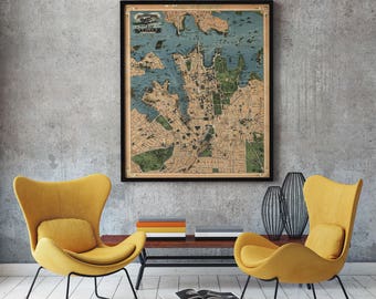 Sydney map | Etsy