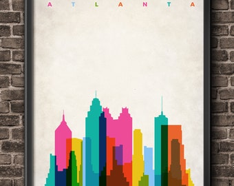 Atlanta Home Decor Wall Art, atlanta skyline, atlanta poster, atlanta wall art