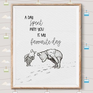 Winnie the Pooh Print Quotes, pooh bear classic vintage style poster print