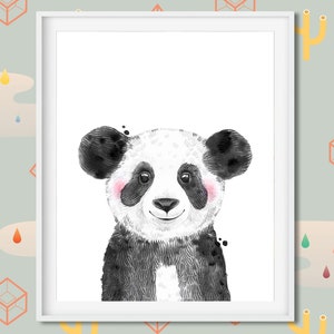 Baby Panda Watercolor Art Print, Nursery Wall Art,Kids Room Decor for Baby Boy or Girl