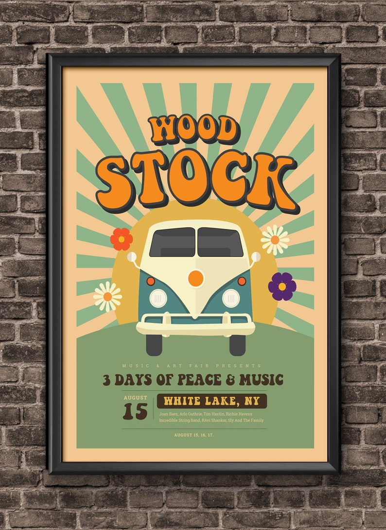 Woodstock Poster Art Music Gift 1969 Concert Poster Etsy
