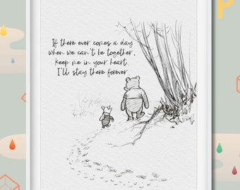 Classic Winnie the Pooh Quotes, Classic Pooh, Winnie the pooh Printable, Nursery Wall art, Boy Nursery decor | Shop now!