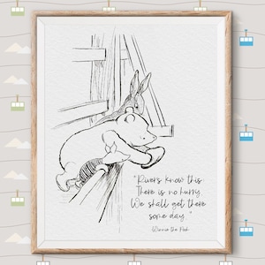 Winnie the Pooh Print Quotes, pooh bear classic vintage style poster print - great adventure