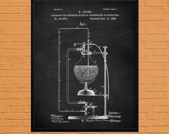 Microscope Patent Print, Vintage Science Art, Chemistry Lab Decor