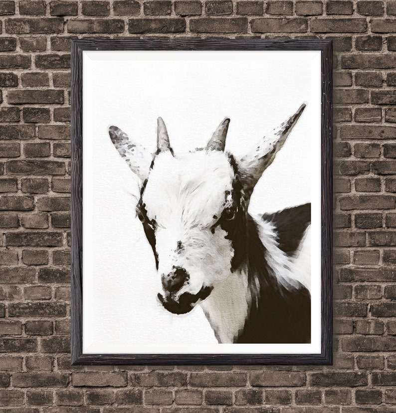 Goat Farm Decor Art Print Farm House Decor Goat Wall Art Etsy