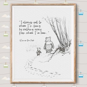 Winnie the Pooh Print Quotes, pooh bear classic vintage style poster print - great adventure