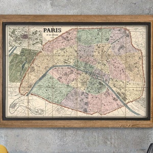 Stara mapa Paryża 1878, stara mapa Paryża, stare mapy
