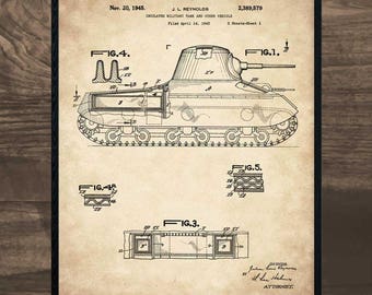 Tank Art, patent print, Military Gift, blueprint art, US Army, airborne, military decor, military art, military gifts, military print