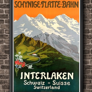 Swiss Vintage Art Switzerland Travel Poster - Switzerland Print, Swiss Poster - Europe Travel Art - Switzerland Poster