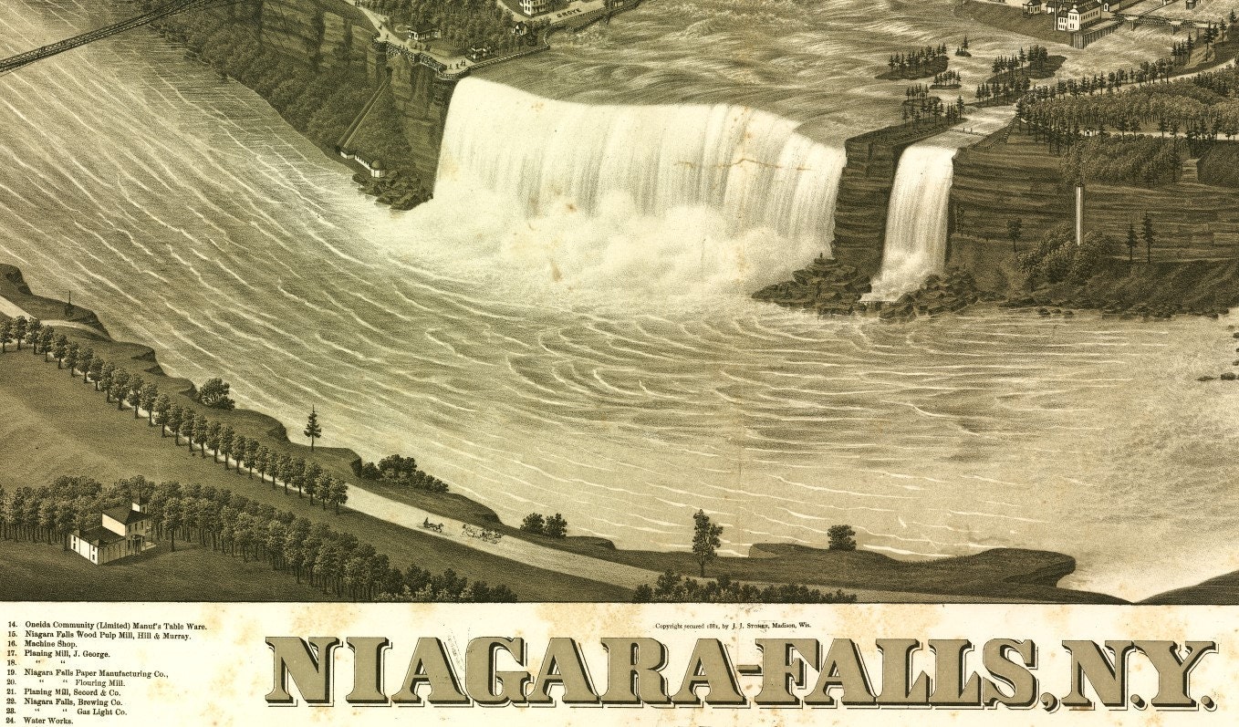 Niagara Falls Map Niagara Falls Ny Vintage Niagara Niagara - Etsy