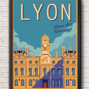 Lyon pared arte impresión, cartel, Francia Vintage Travel Cartel, Arte de la pared de viaje, Francia, decoración de viaje, cartel de la ciudad, regalo, decoración del hogar