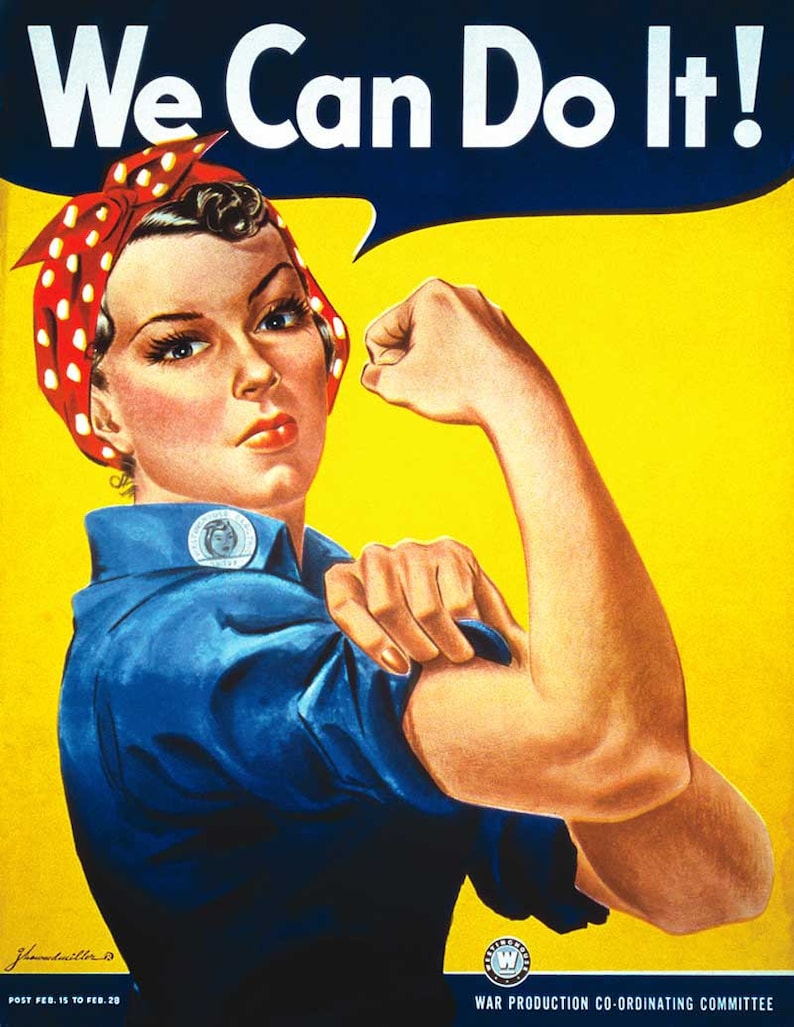 We Can Do It Poster, We Can Print, We can do it art, Rosie The Riveter We Can Do It, 1943 War Production Poster, Wall Art image 2
