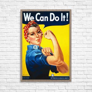We Can Do It Poster, We Can Print, We can do it art, Rosie The Riveter We Can Do It, 1943 War Production Poster, Wall Art Bild 1