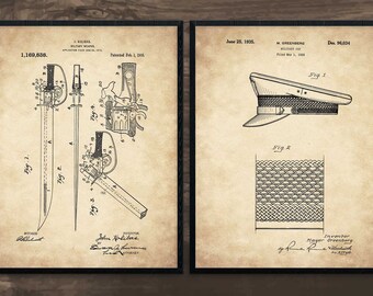 Military Art, Set of 2, Patent Print, Soldier Gift, blueprint art, military decor, military art, military gifts, military print