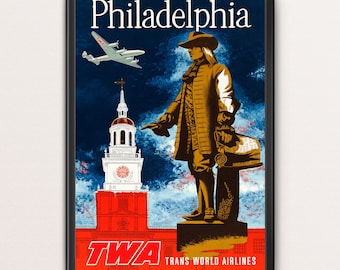 Poster di TWA Airline Philadelphia, arredamento di viaggio