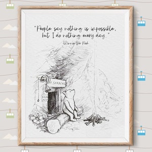 Winnie the Pooh Print Quotes, pooh bear classic vintage style poster print - great adventure