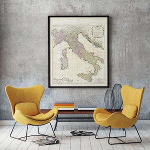 Rare Map of Italy 1794, Old Italy Map, Restoration Hardware Style, Old Map of Italy, Vintage Map of Italy, Antique Home Decor
